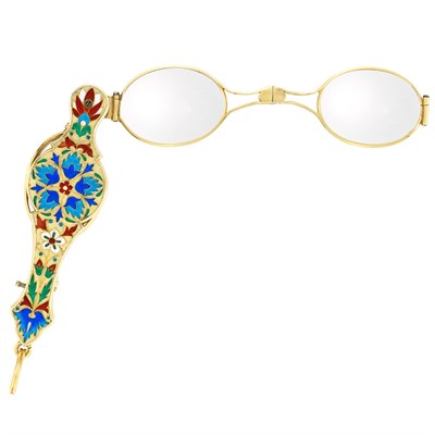 Lot 48 - Gold and Enamel Lorgnette, France