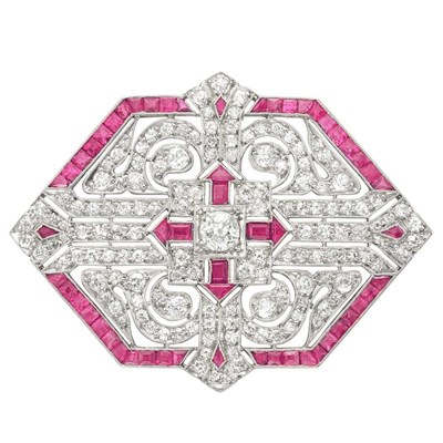 Lot 442 - Platinum, Diamond and Ruby Brooch, Cartier