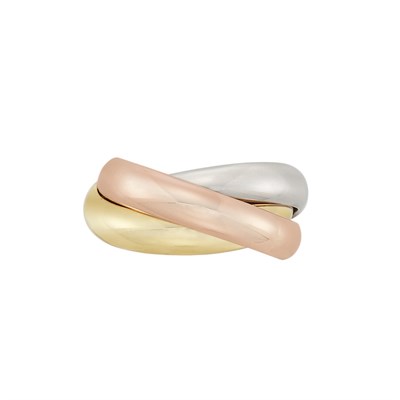Lot 13 - Tricolor Gold 'Rolling' Band Ring, Cartier, Paris