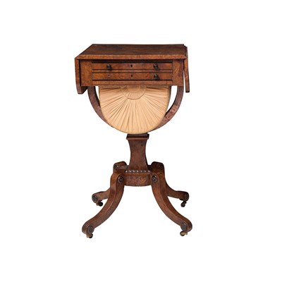 Lot 643 - Regency Elmwood Drop-Leaf Work Table 19th...