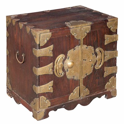 Lot 616 - Korean Brass Mounted Softwood Partial Tansu...