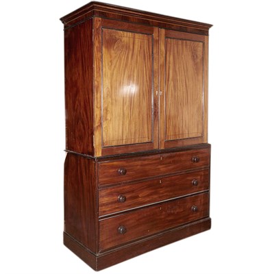 Lot 353 - Regency Inlaid Mahogany Clothes Press Height 6...