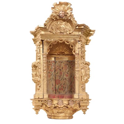 Lot 291 - Continental Baroque Painted and Parcel Gilt...