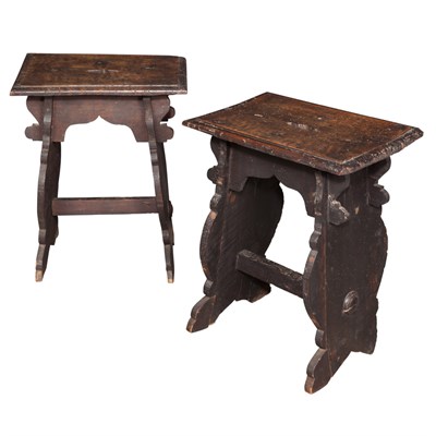 Lot 262 - Assembled Pair of Italian Walnut Stools...