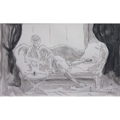 Lot 61 - Robert Henri American, 1865-1929 Nude on Sofa...