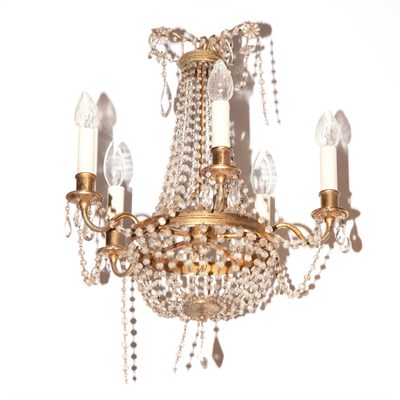 Lot 395 - Neoclassical Style Gilt-Metal and Cut Glass...