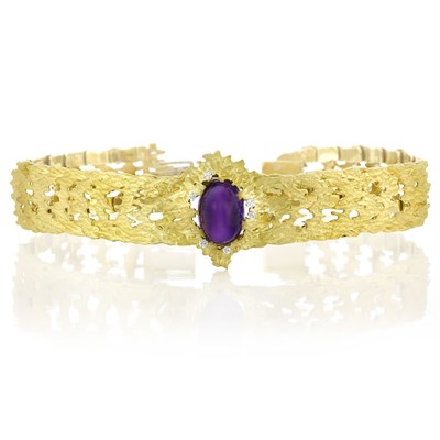 Lot 249 - Gold Choker Necklace with Five Interchangeable Gold, Gem-Set and Diamond Clips, Andrew Grima