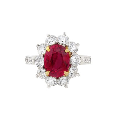 Lot 443 - White Gold, Ruby and Diamond Ring
