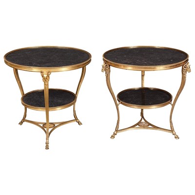 Lot 443 - Pair of Louis XVI Style Gilt-Bronze Gueridons...