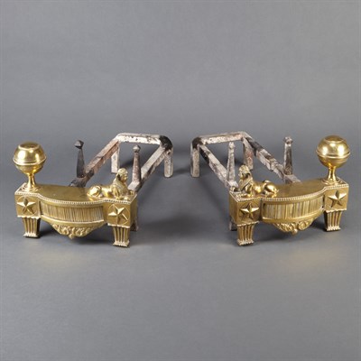Lot 536 - Pair of Egyptian Revival Gilt-Bronze Chenets...