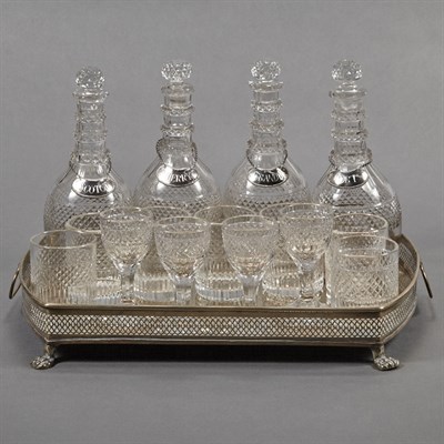 Lot 466 - Assembled Group of Four Cut Glass Stoppered...