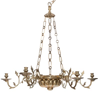 Lot 457 - Anglo-Dutch Brass Six-Light Chandelier 19th...