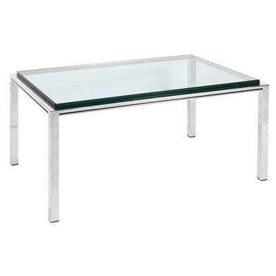 Lot 576 - Chrome and Glass Low Table The rectangular top...