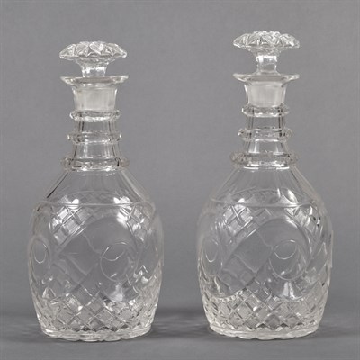 Lot 467 - Pair of Regency Cut Glass Stoppered Decanters...