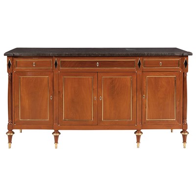Lot 486 - Louis XVI Brass Bound Mahogany and Ebony...