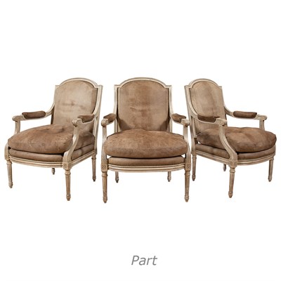 Lot 477 - Set of Six Louis XVI Style Painted Fauteuils a...