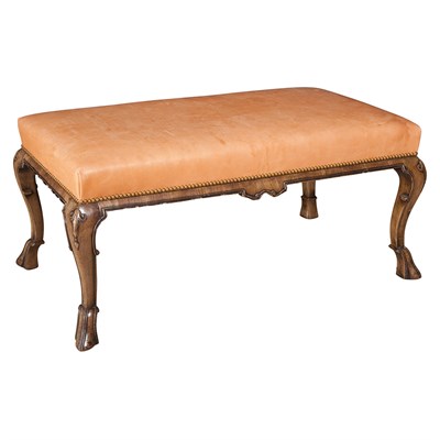 Lot 522 - Queen Anne Style Walnut Bench The leather...