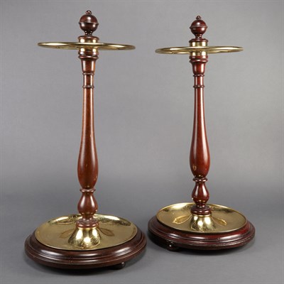 Lot 470 - Pair of English Brass and Mahogany Walking...