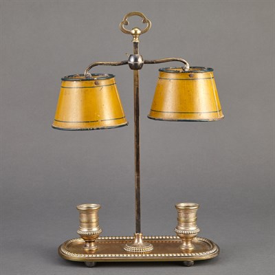 Lot 541 - Empire Style Silvered Brass Two-Light Lamp...