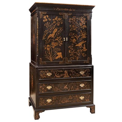 Lot 519 - George II Style Black Japanned and Parcel Gilt...