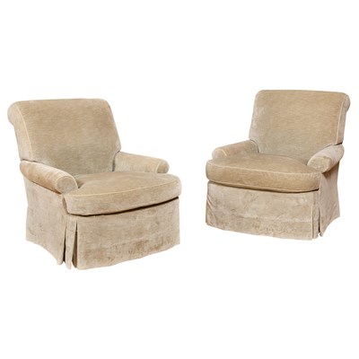 Lot 501 - Pair of Club Chairs Each velvet upholstered...