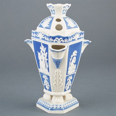 Lot 461 - English Blue and White Stoneware Bulb Pot With...