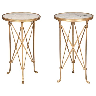 Lot 495 - Pair of Louis XVI Style Gilt-Bronze Gueridons...