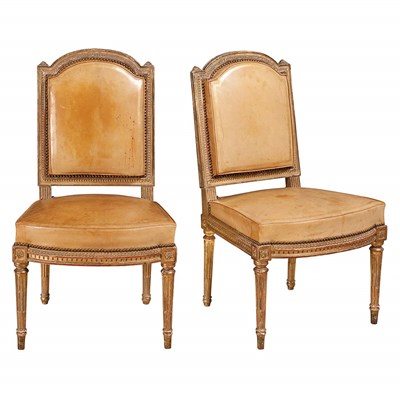 Lot 523 - Pair of Louis XVI Style Gilt-Wood Side Chairs...