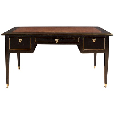 Lot 496 - Louis XVI Style Brass Mounted Black Painted...