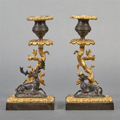 Lot 529 - Pair of Victorian Gilt and Patinated-Bronze...