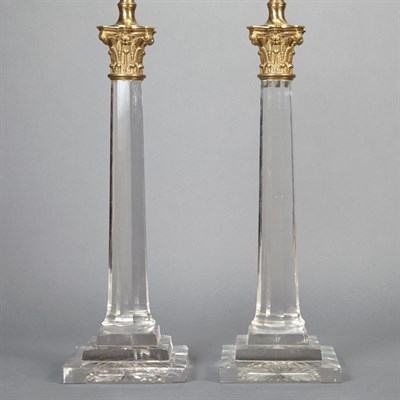 Lot 512 - Pair of English Cut Glass Lamps Each...