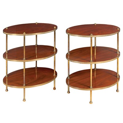 Lot 511 - Pair of Victorian Style Brass and Mahogany...