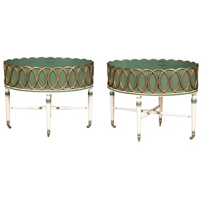 Lot 513 - Pair of George III Tole and Brass Banded...