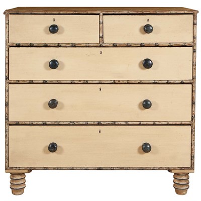 Lot 559 - Victorian Painted Faux Bamboo Chest of Drawers...