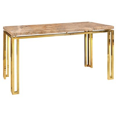 Lot 561 - Brass and Travertine Side Table The...
