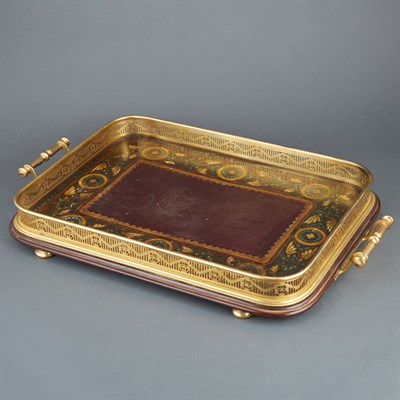 Lot 564 - Victorian Papier Mache and Brass Galleried...