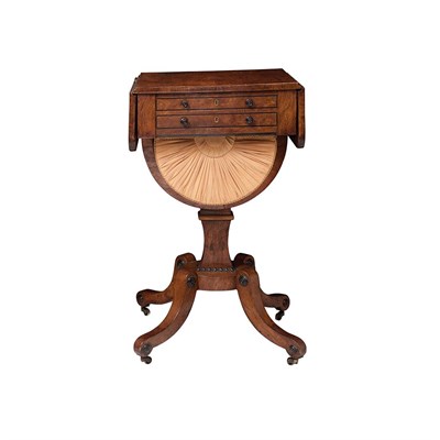 Lot 644 - Regency Elmwood Drop-Leaf Work Table 19th...