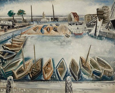 Lot 32 - Paul Kleinschmidt German, 1883-1949 Boats in a...