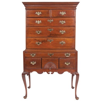 Lot 143 - Queen Anne Walnut High Chest New England,...