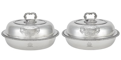 Lot 259 - Pair of George IV Sterling Silver Covered...