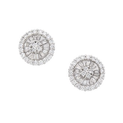 Lot 327 - Pair of White Gold and Diamond Earrings
