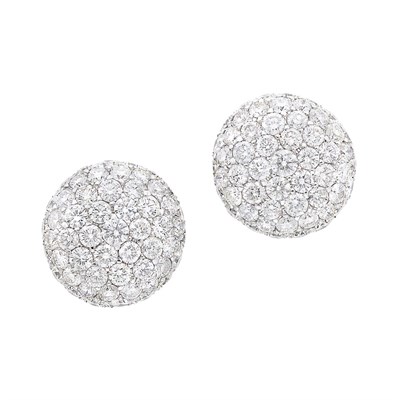 Lot 474 - Pair of White Gold and Diamond Earrings