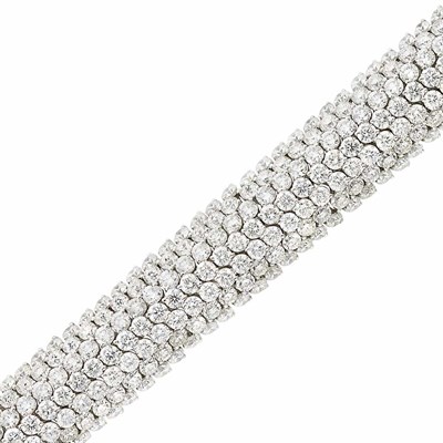Lot 475 - White Gold and Diamond Bombe Bracelet