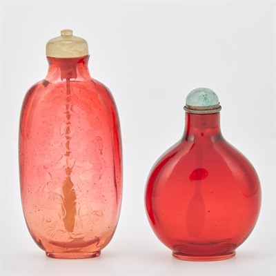 Lot 166 - Two Chinese Red Glass Snuff Bottles 18th/19th...