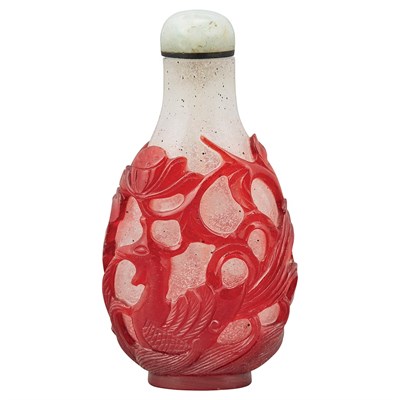 Lot 178 - Chinese Ruby Red Overlay Glass Snuff Bottle...