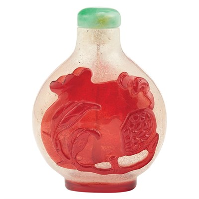 Lot 174 - Chinese Ruby Red Overlay Glass Snuff Bottle...