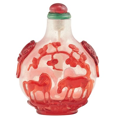 Lot 170 - Chinese Ruby Red Overlay Glass Snuff Bottle...