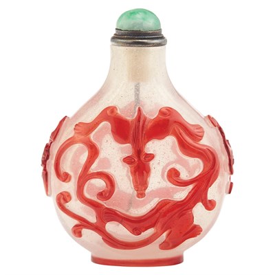 Lot 162 - Chinese Red Overlay Glass Snuff Bottle...
