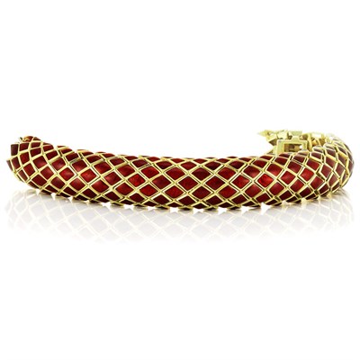 Lot 403 - Gold and Red Enamel Bracelet, David Webb