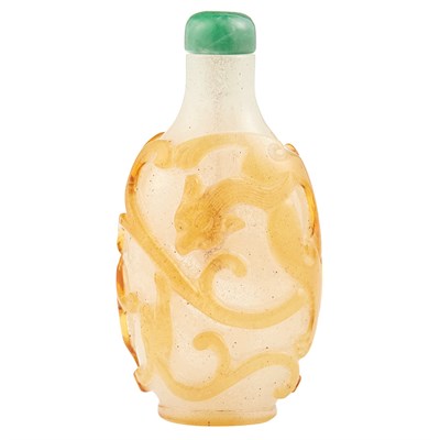 Lot 140 - Chinese Pale Amber Overlay Glass Snuff Bottle...